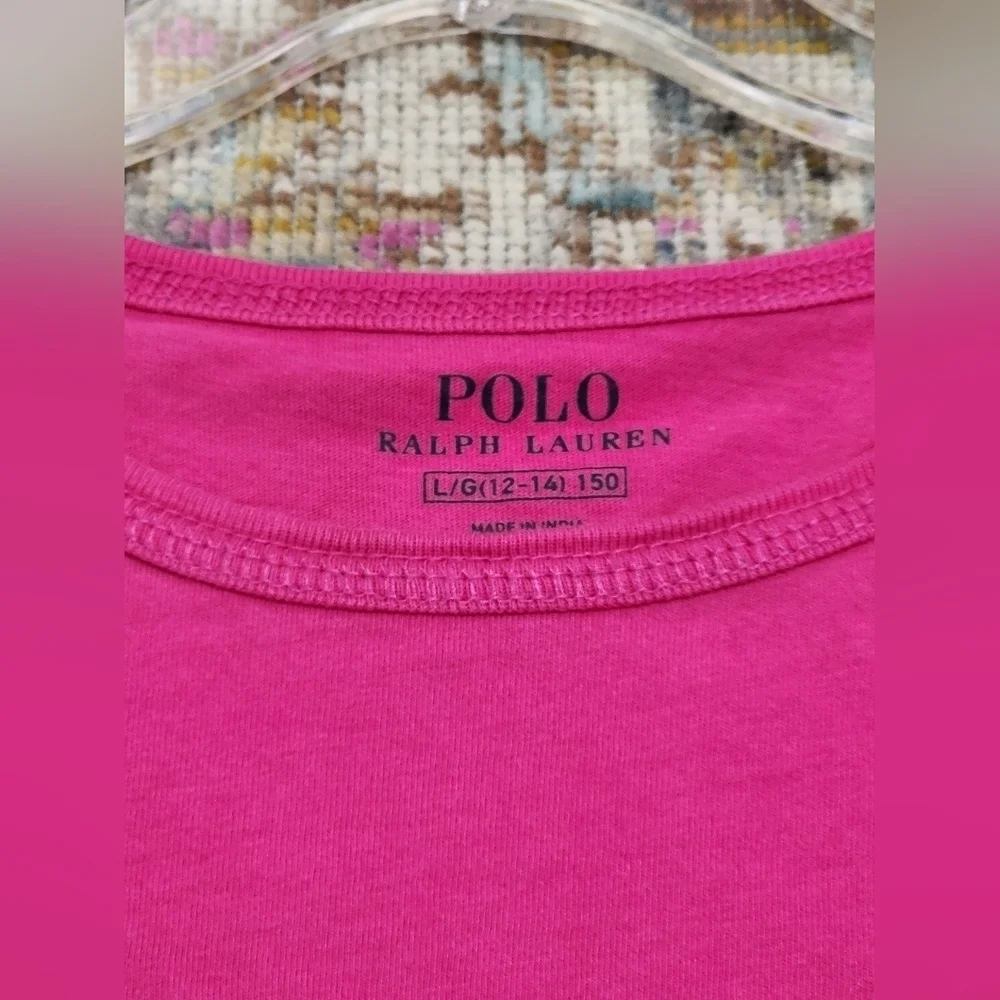 Polo Ralph Lauren Pink  Shirt Dress Waist Ties, sz 12/14